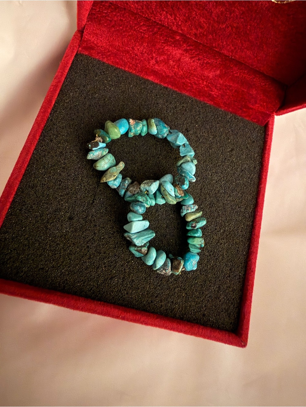 Turquoise Chip Stretch Bracelet - Blue Stone rings